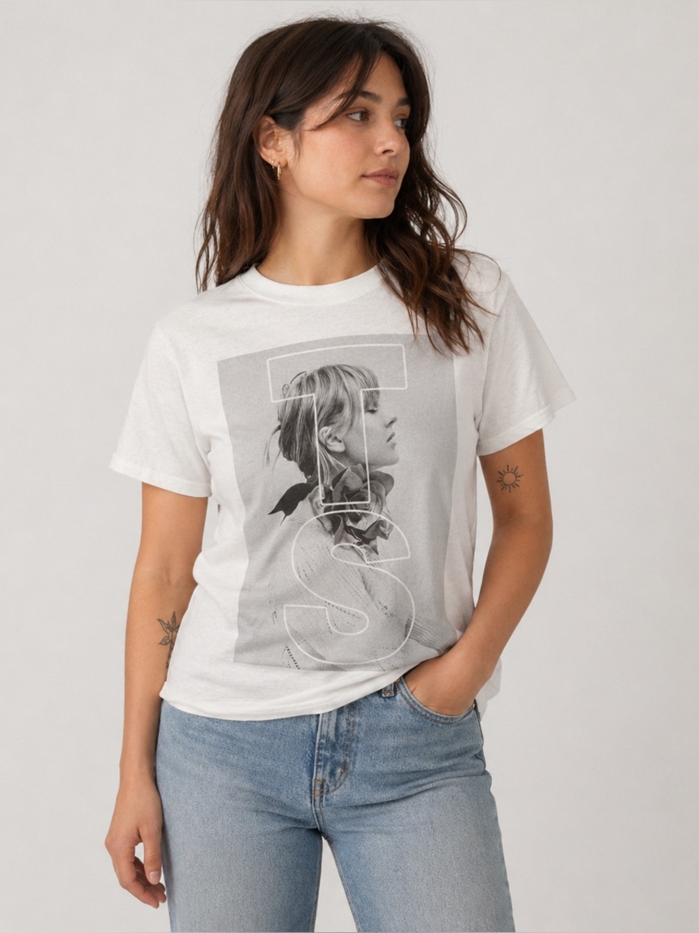 Taylor Swift Black White TS “Lover” Era Merch Graphic Short Sleeve T-Shirt S